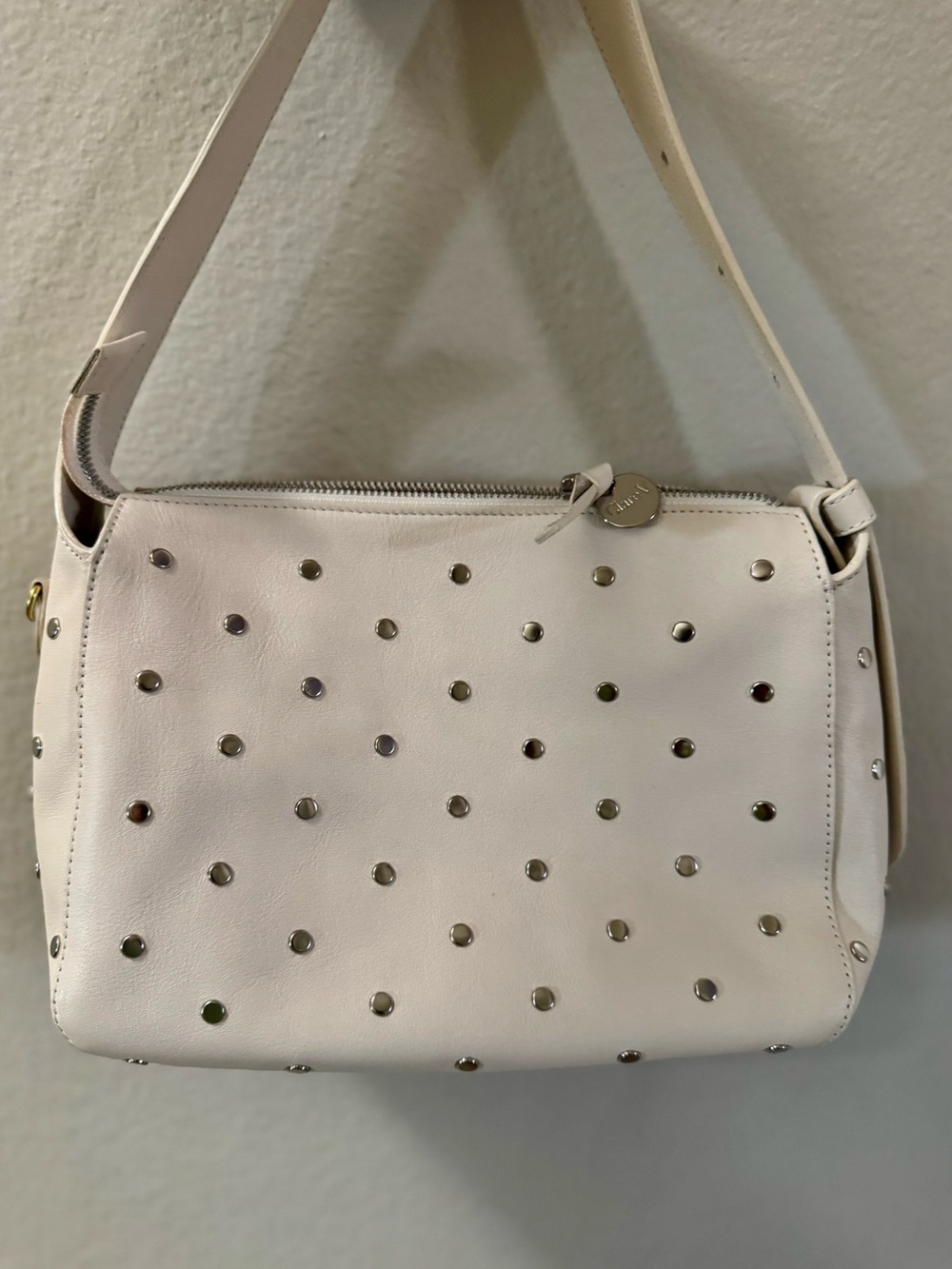Clare V - cream Fleurine with studs.